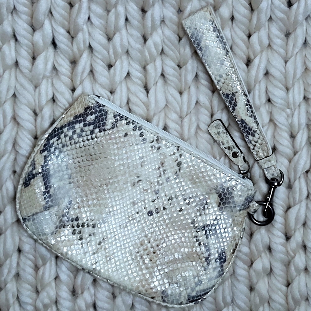 Coach Cream & Gold Python Print Leather Wristlet - Picture 2 of 6